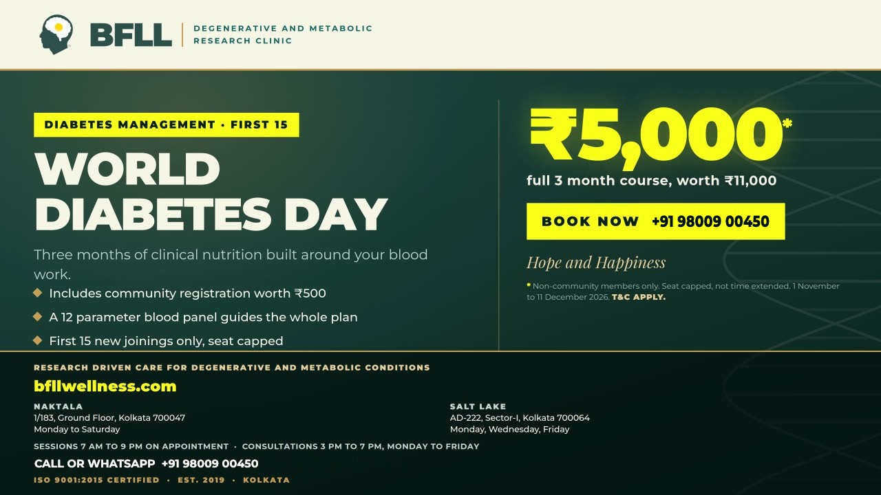 World Diabetes Day offer: 3-month Diabetes Management course Rs 5,000 for the first 15 joiners. Call or WhatsApp +91 98009 00450